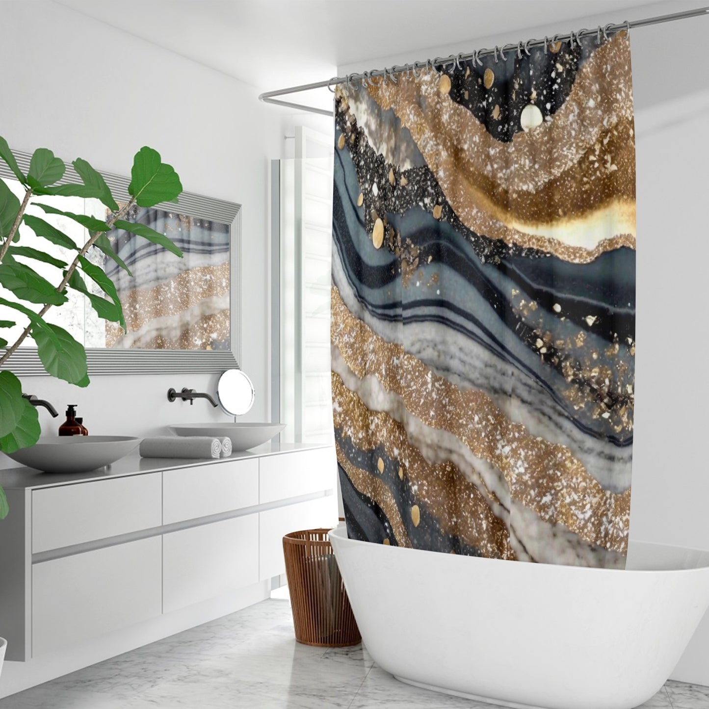 Black & Gold Marble Shower Curtain