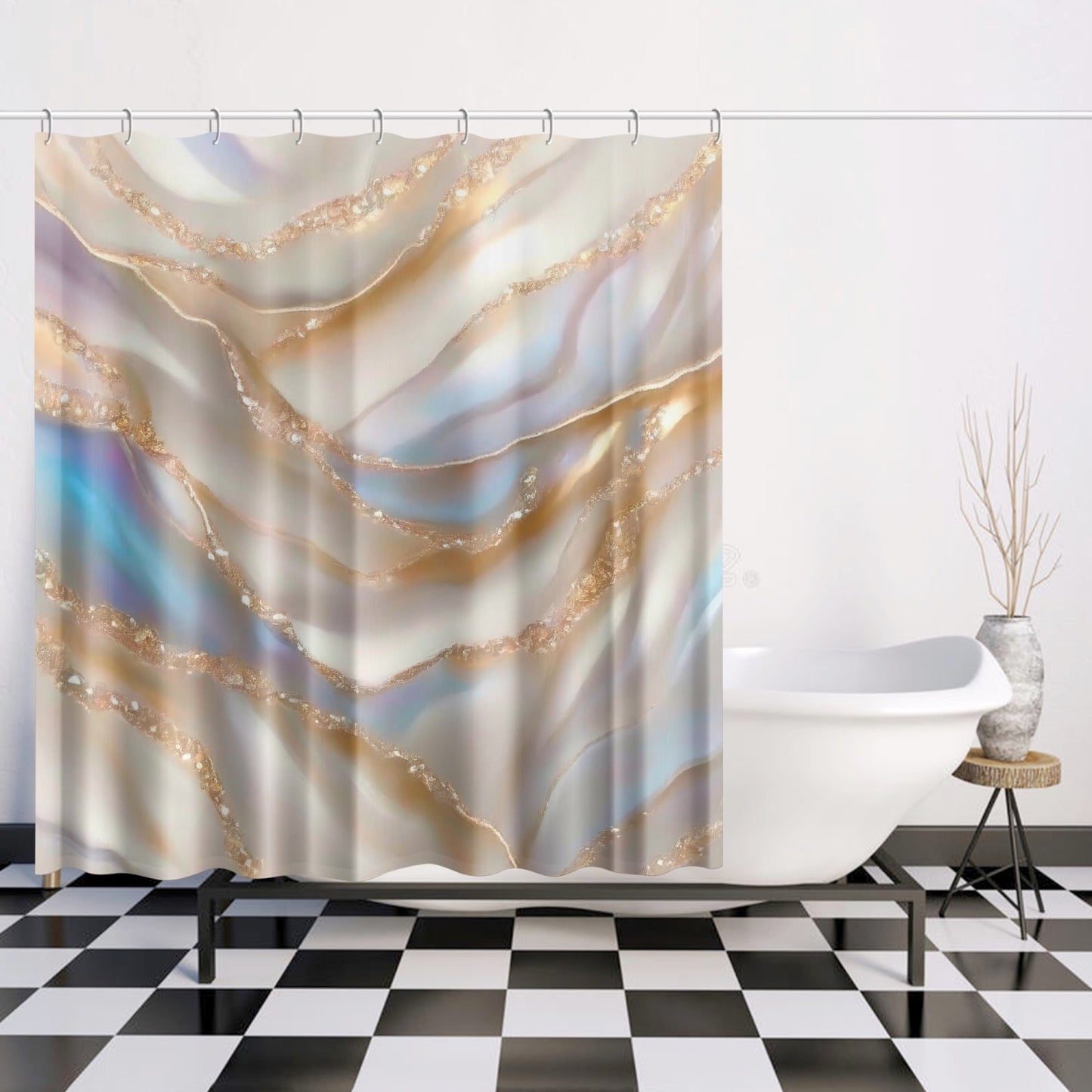 Gold & White Marble with Hint of Blue w/12 Hooks