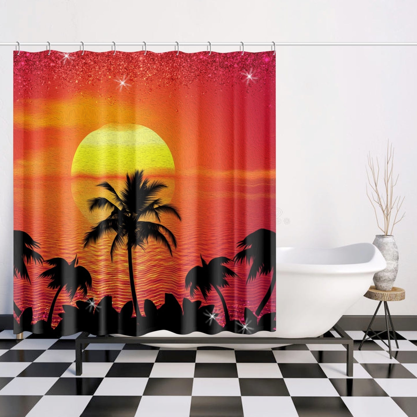 Sunset Polyester Shower Curtain w/Hooks