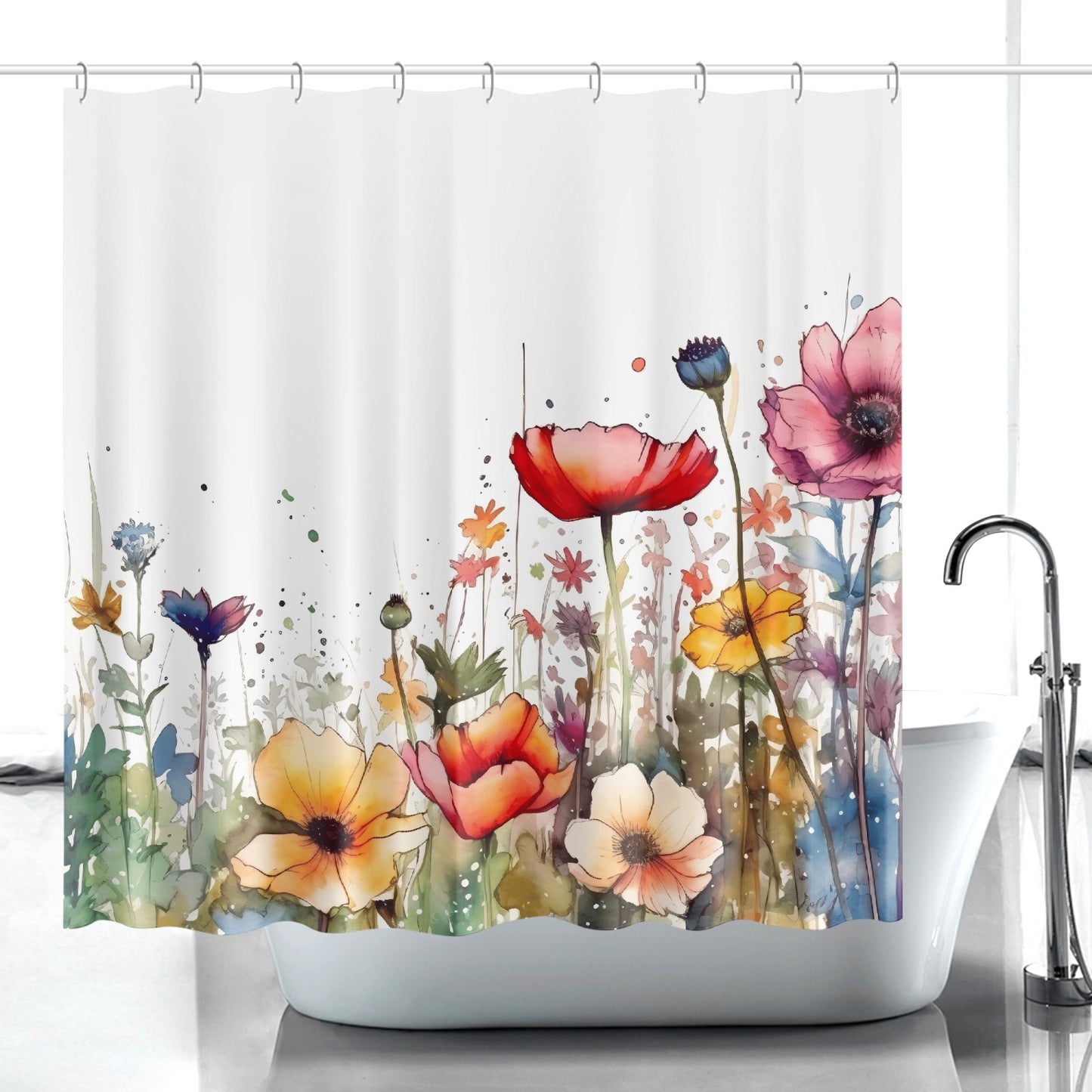 Field of Flowers Shower Curtain w/12 hooks