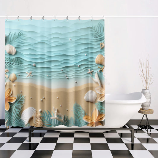 Seashore Shower Curtain w/12 Hooks