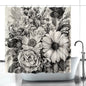 Black & White Bouquet Shower Curtain w/12 Hooks