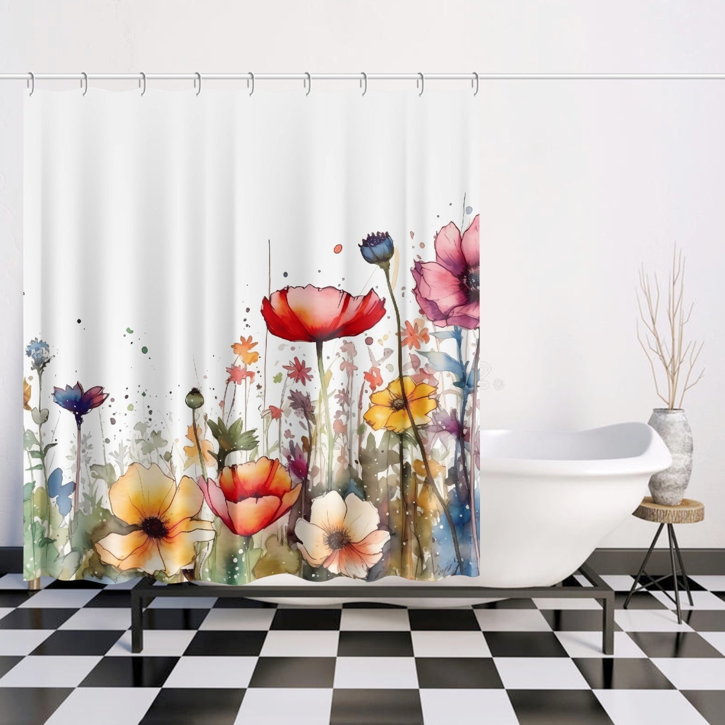 Field of Flowers Shower Curtain w/12 hooks