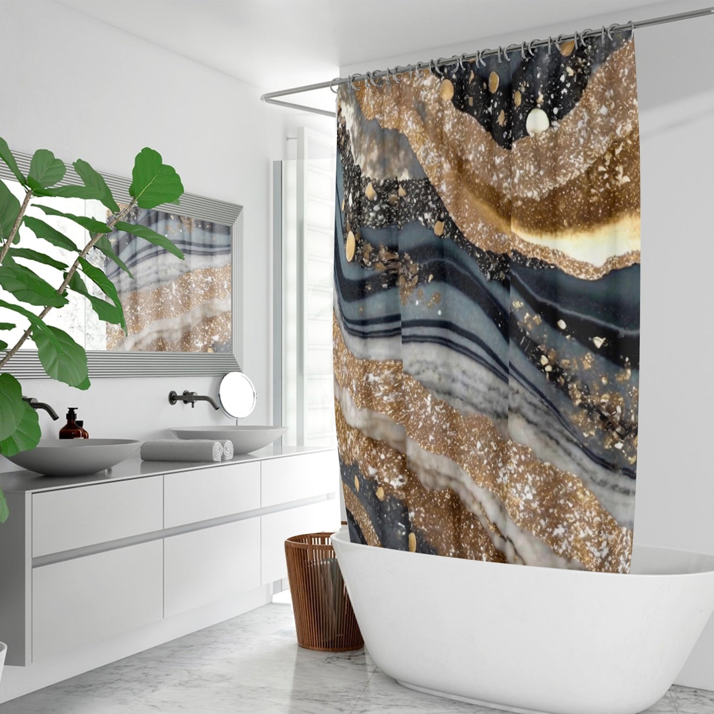 Black & Gold Marble Shower Curtain