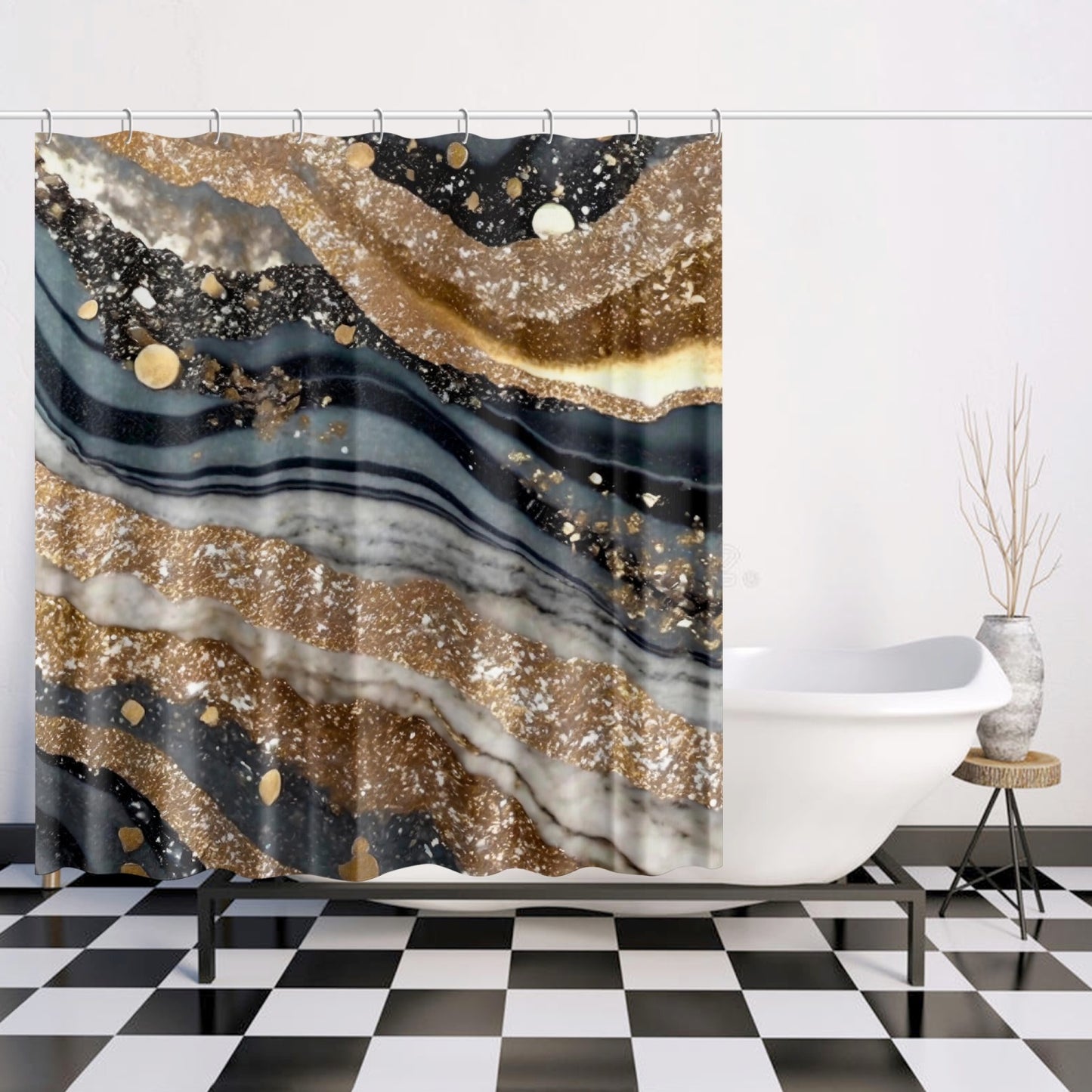 Black & Gold Marble Shower Curtain