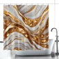 Gold & White Swirl Shower Curtain w/12 Hooks