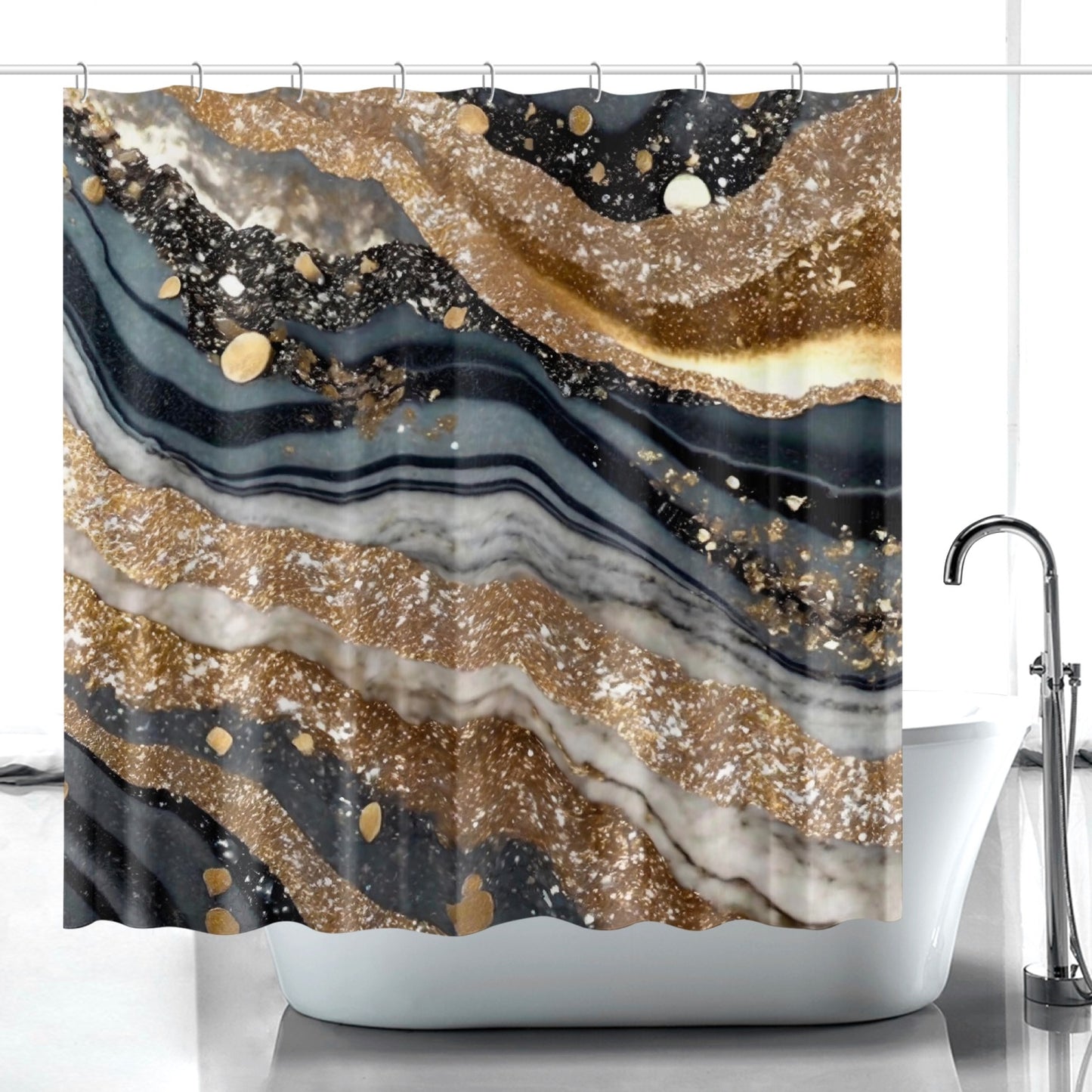 Black & Gold Marble Shower Curtain