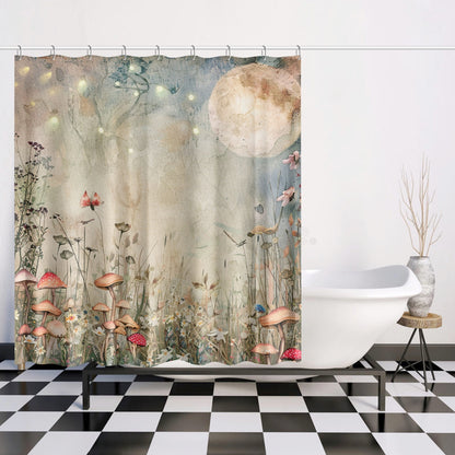 Mushroom Garden Shower Curtain w/12 Hooks