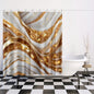 Gold & White Swirl Shower Curtain w/12 Hooks